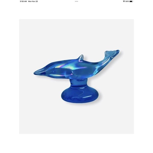 VTG Handmade Grandma Bluebirds Ron Roy Signed Dolphin Figurine Art Glass USA HTF - Picture 8 of 15